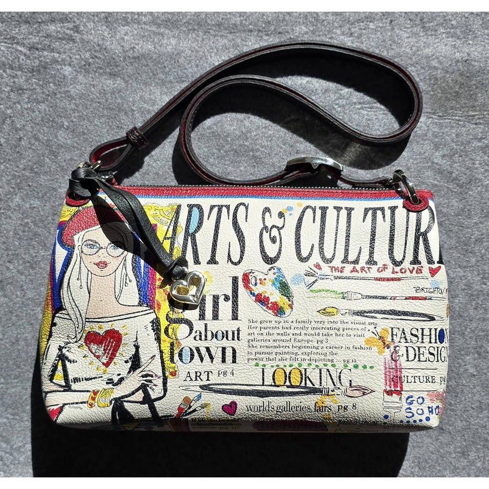 Brighton Arts & Culture Glam Girl Leather Crossbody Bag Fashionista EUC